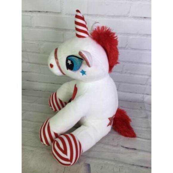 Cuddle & Friends Peppermint Unicorn White Red Heart Striped Plush Stuffed Animal - Picture 7 of 10